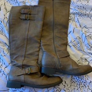 Brown tall riding boots